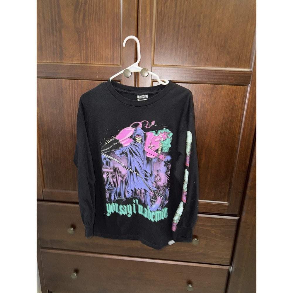 Broken‎ Promises Men's Med Long Sleeve Takes One to Know One Graphic Tee Black
